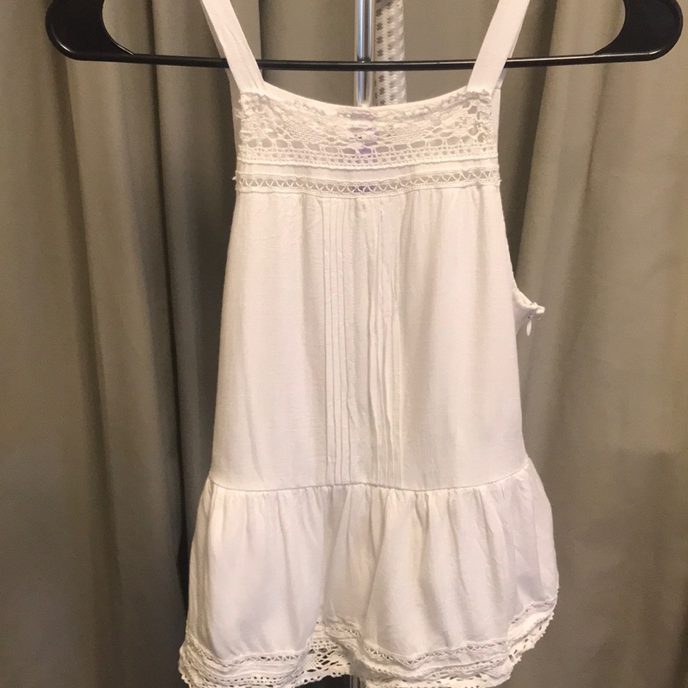 Francesca’s Cream Lace Peplum Tank